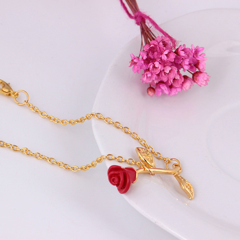 Women’s Fashion Jewelry Red Flower Bracelet Silver Gold Rose Gold 64-3