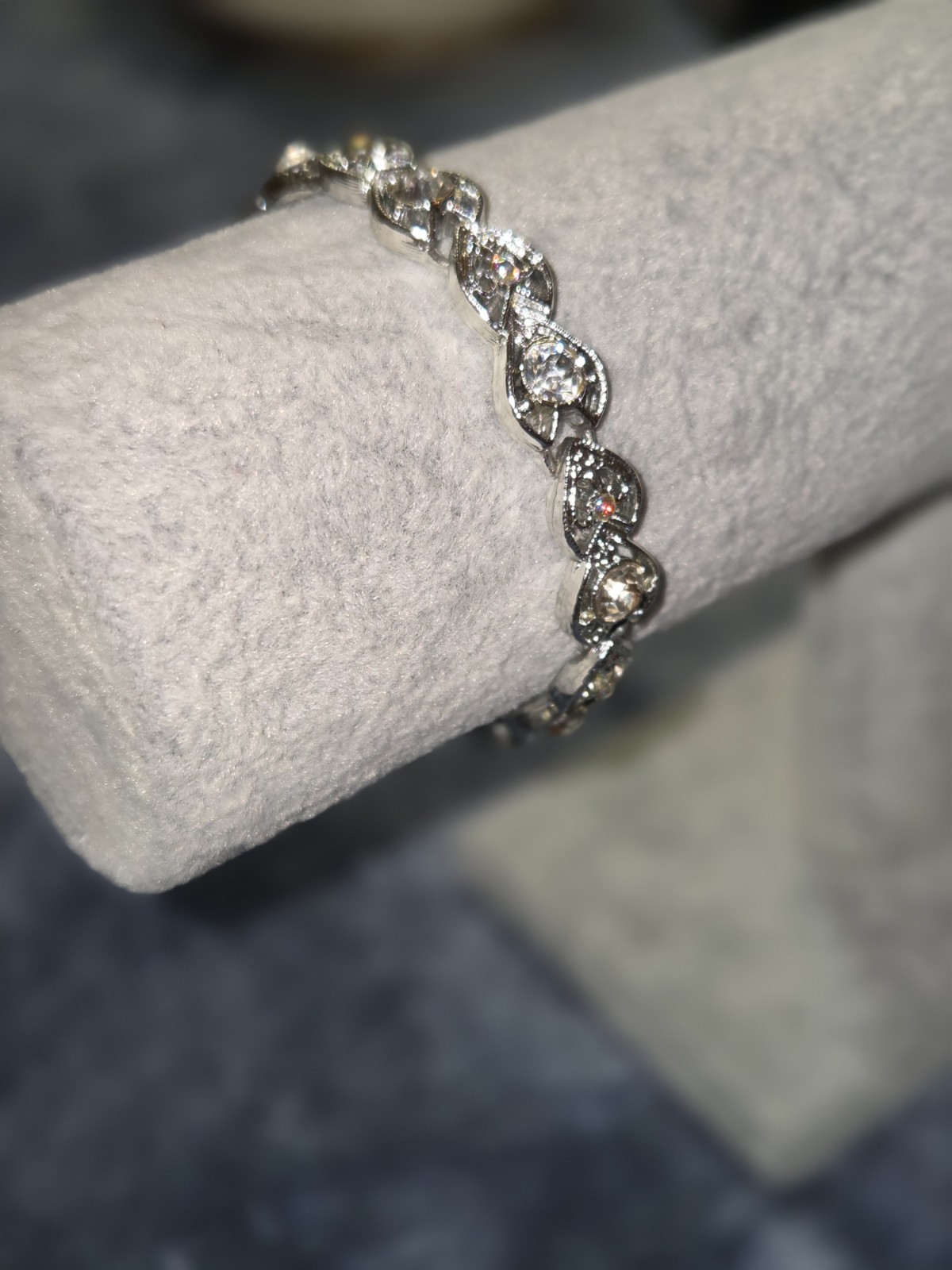 Silver-Tone with Clear Rhinestones Bracelet