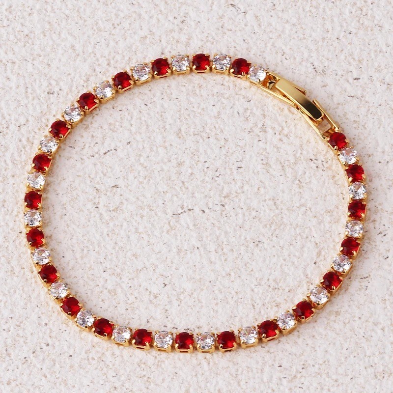 Tennis Bracelet Rainbow Simulated Zirconia Pave Chain Colorful Round Cut Jewelry