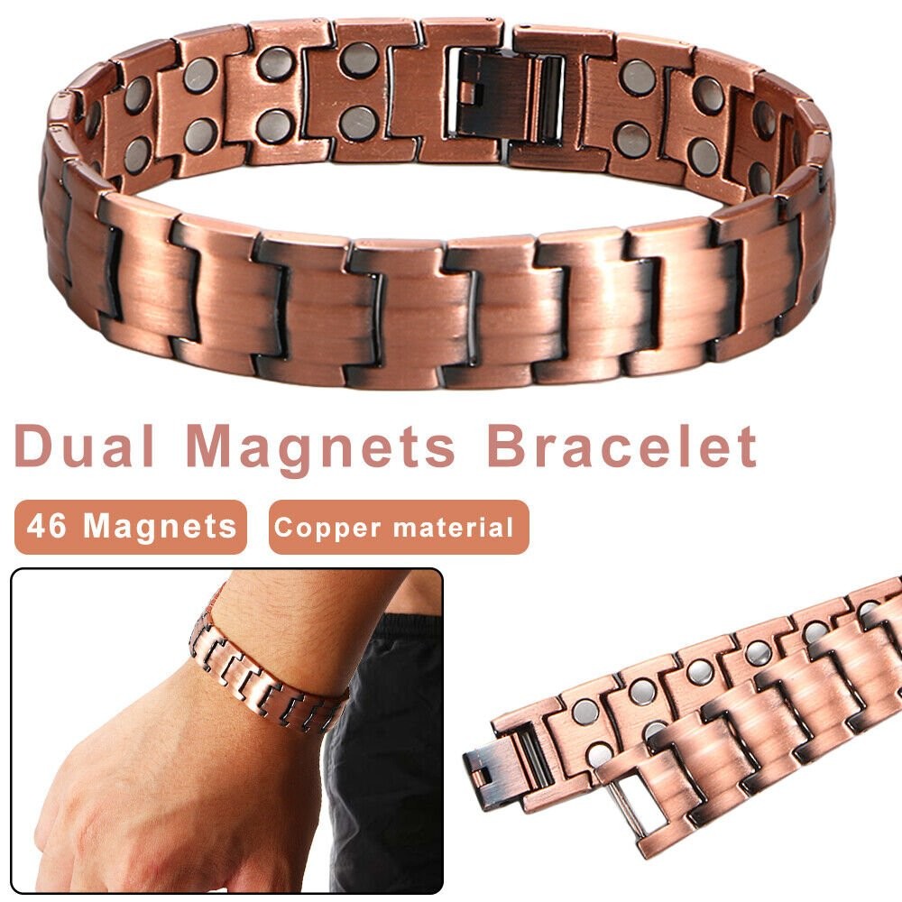 Men’s Bracelet Magnetic Therapy Arthritis Pain Relief Pure Solid Copper Bangle
