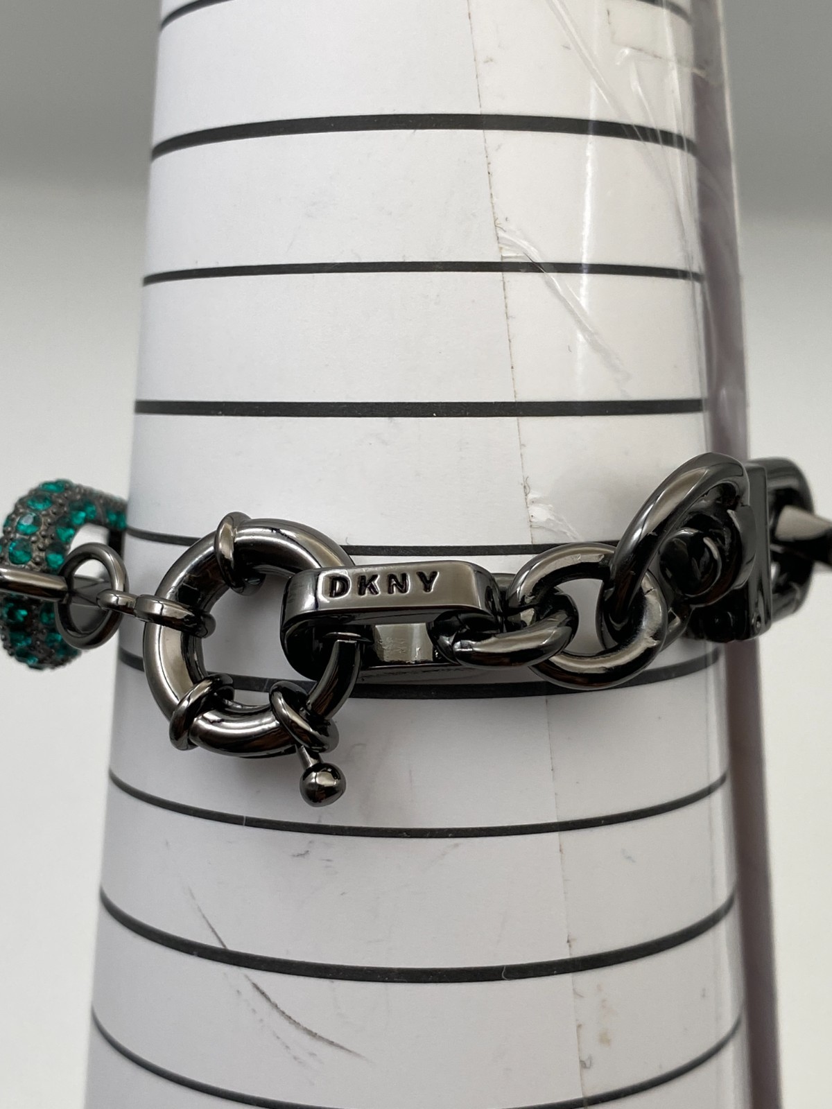 DKNY Gun Metal Plated Mixed Clasps Bracelet with Crystal from Swarovski