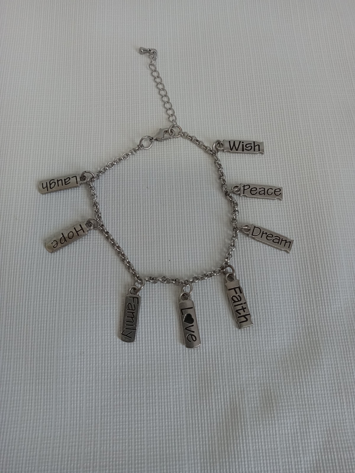 Silver Toned Zinc Alloy Engraved Inspirational Words Charmalong Charm Bracelet