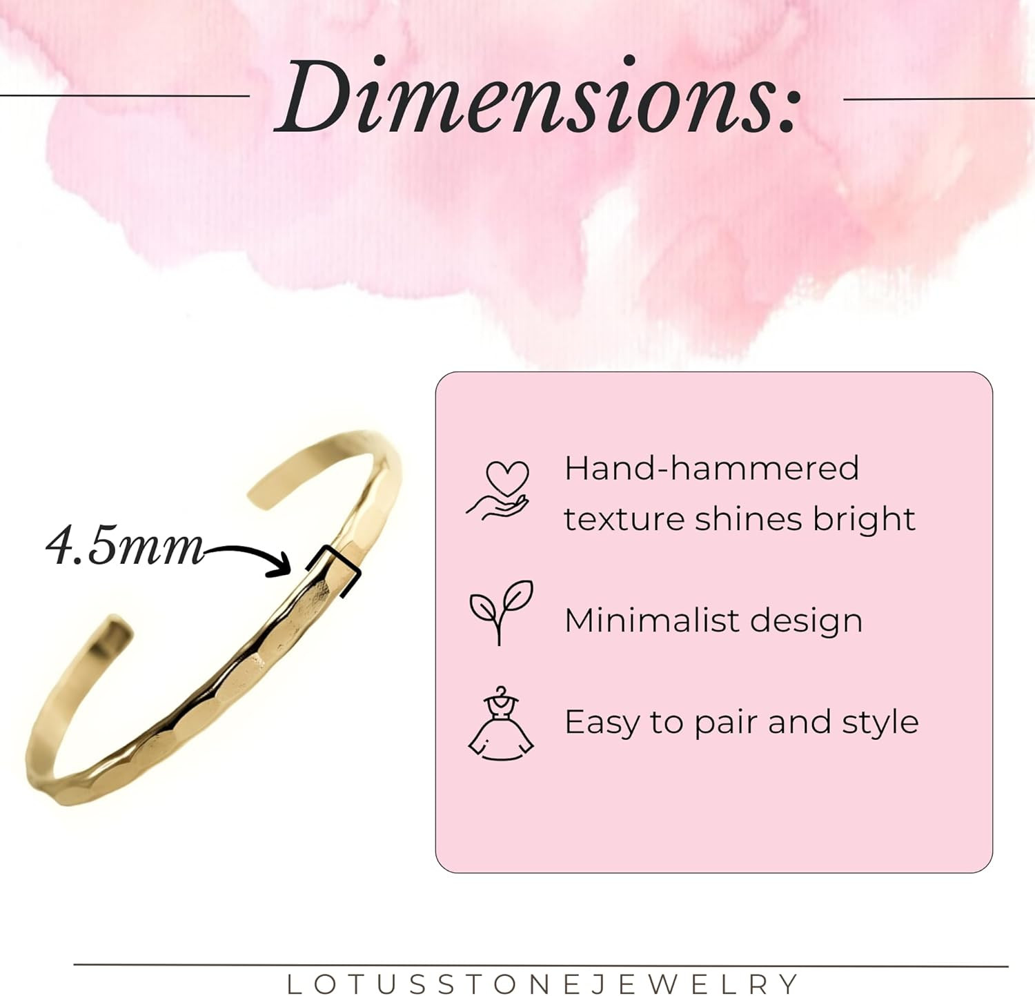 Wide Hammered Cuff Bracelet; Elegant Silver, Gold, and Rose Gold Filled Bangle w