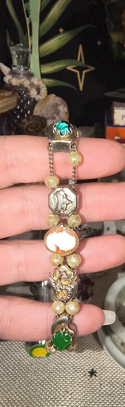 Goldette Style Victorian Revival Charm Slide Bracelet
