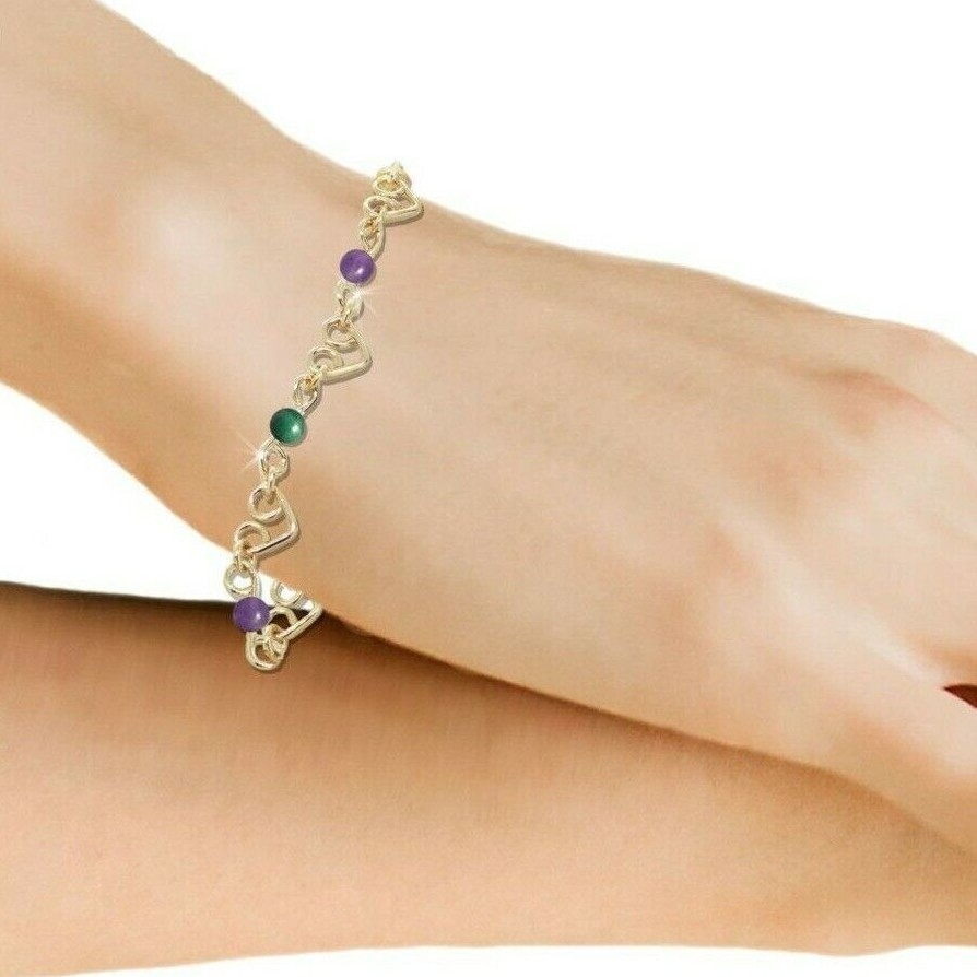 Bracelet Gold or Silver Customized Hearts Figure 8 w/ Gemstones, Pearls or Beads