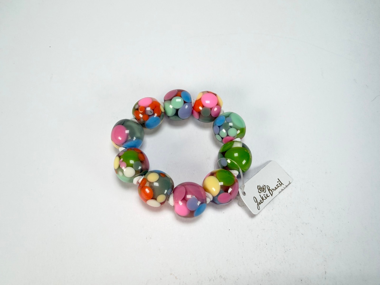 Jackie Brazil “Spots” Spotted Balls On Elastic Resin Bracelet ( B1470 )