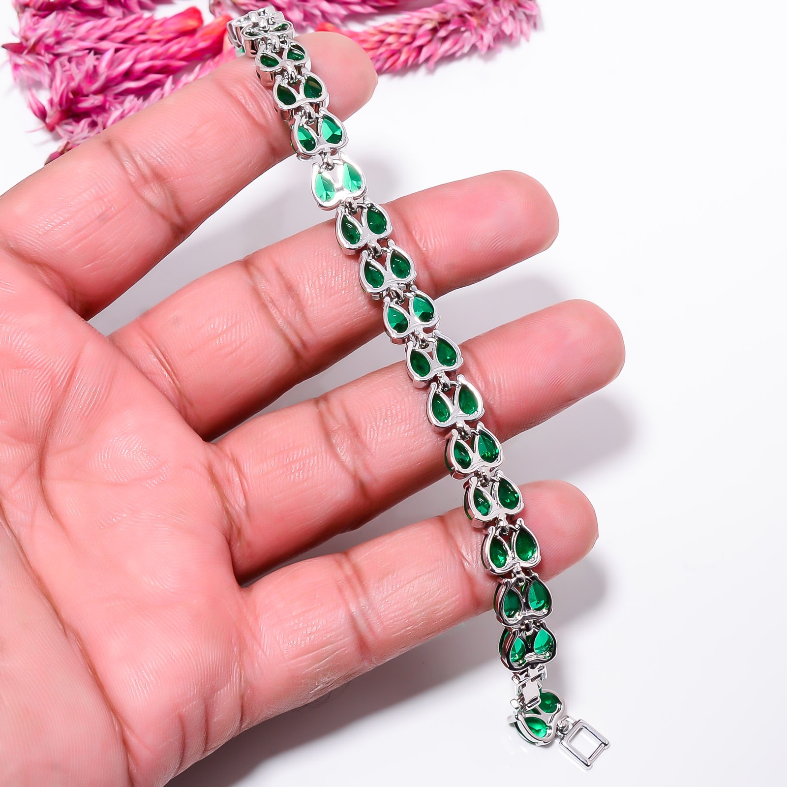 Chrome Diopside 925 Sterling Silver Adjustable Bracelet 7-8″ B131014