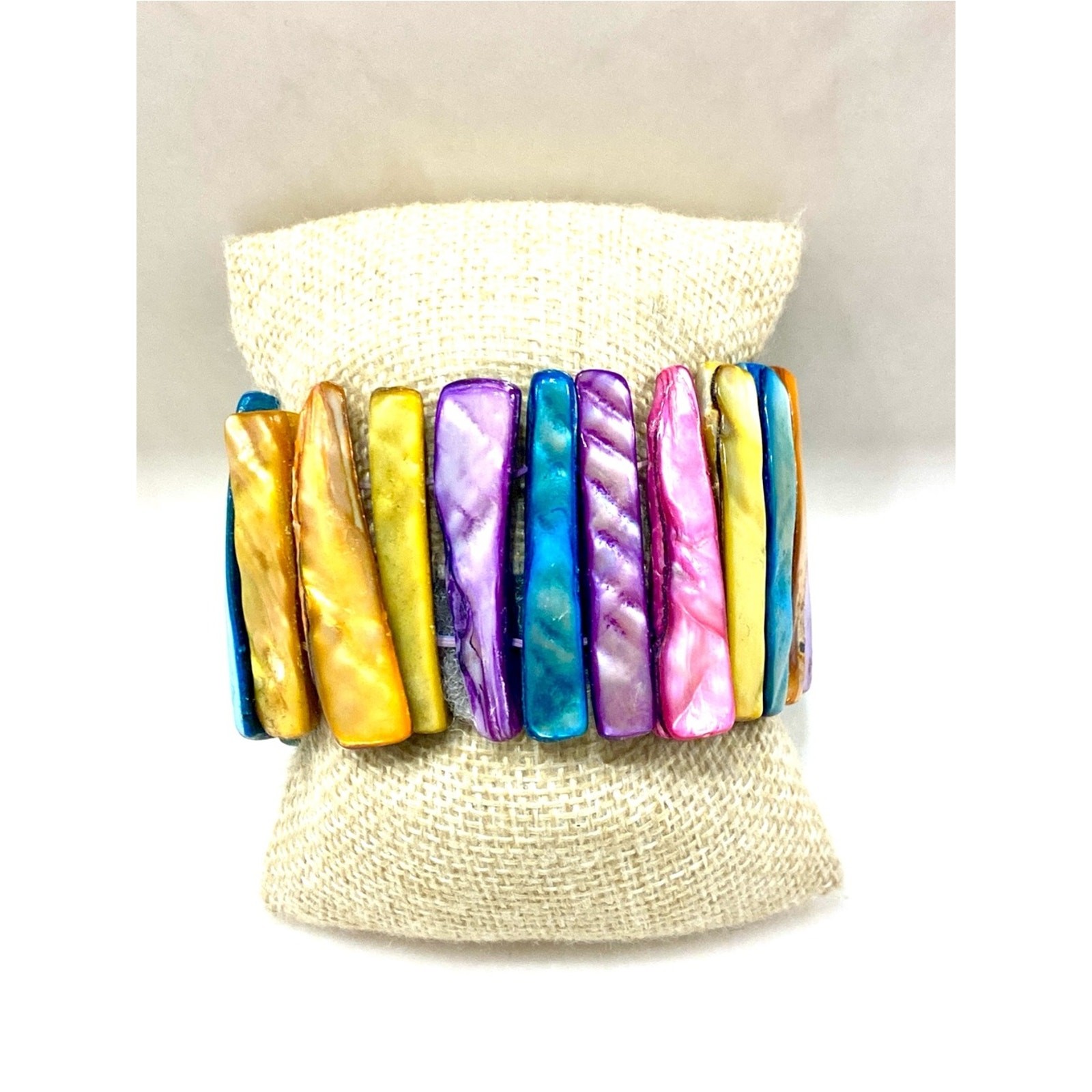 Colorful Iridescent Bar Pearl Stretch Bracelet – Women Jewelry