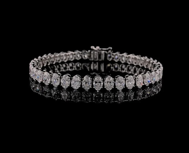 8.50CT Oval Cut Moissanite Tennis Women’s Bracelet 925 Sterling Silver