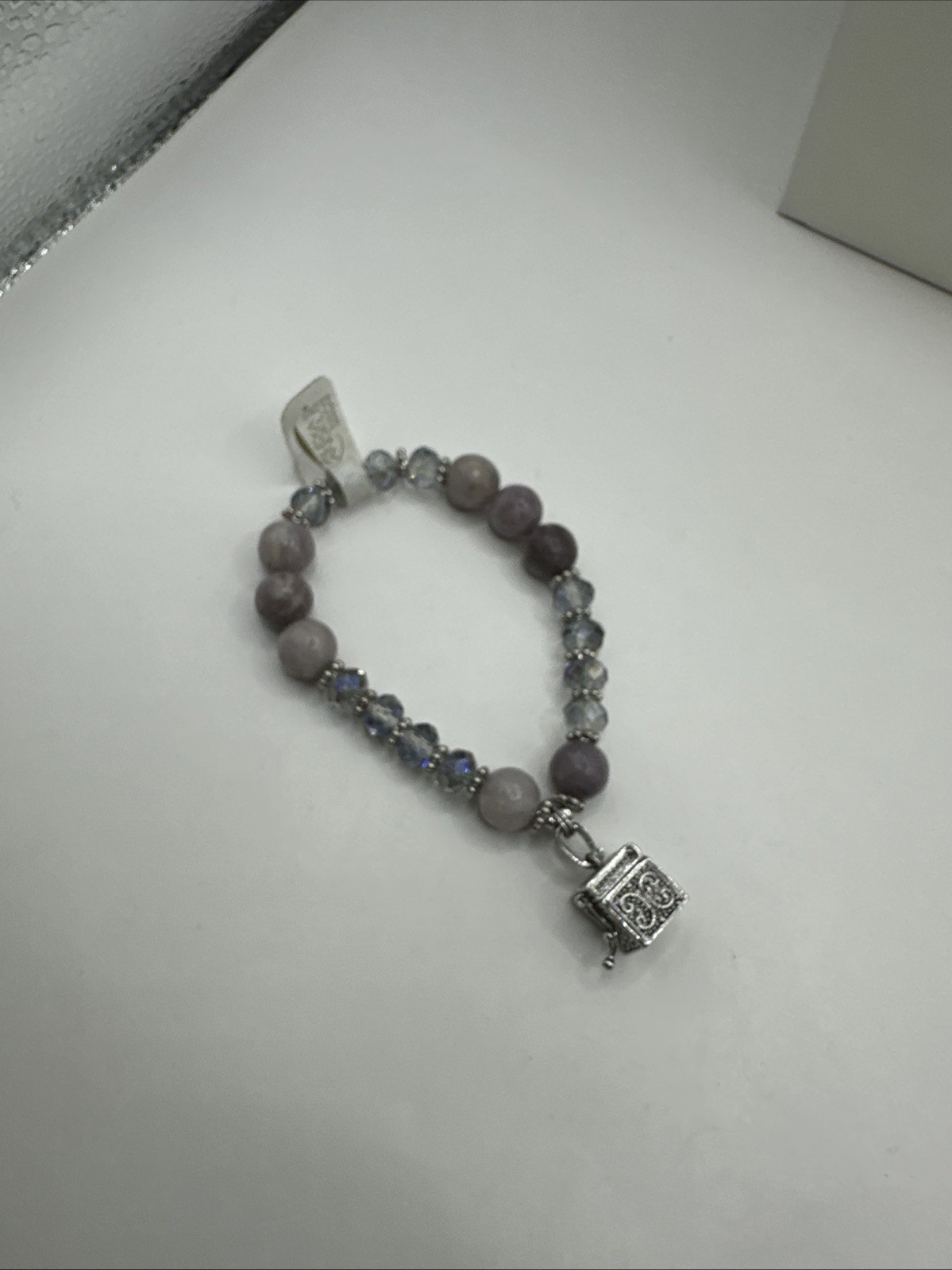 Vintage Alexa’s Angels prayer box Stretch bracelet NWT Crystal & Gemstone