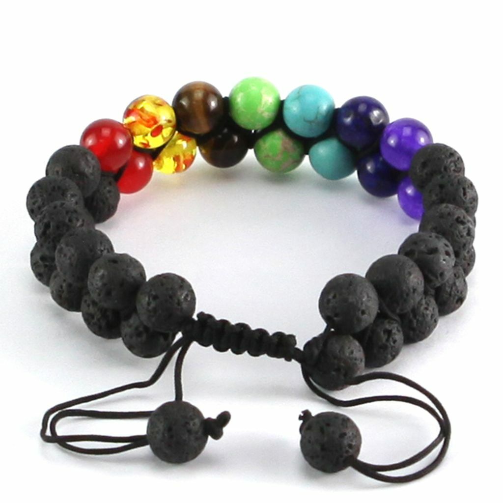 Natural Stone Bead 7 Chakra Healing Bracelet Braided Yoga Reiki Energy Bangle