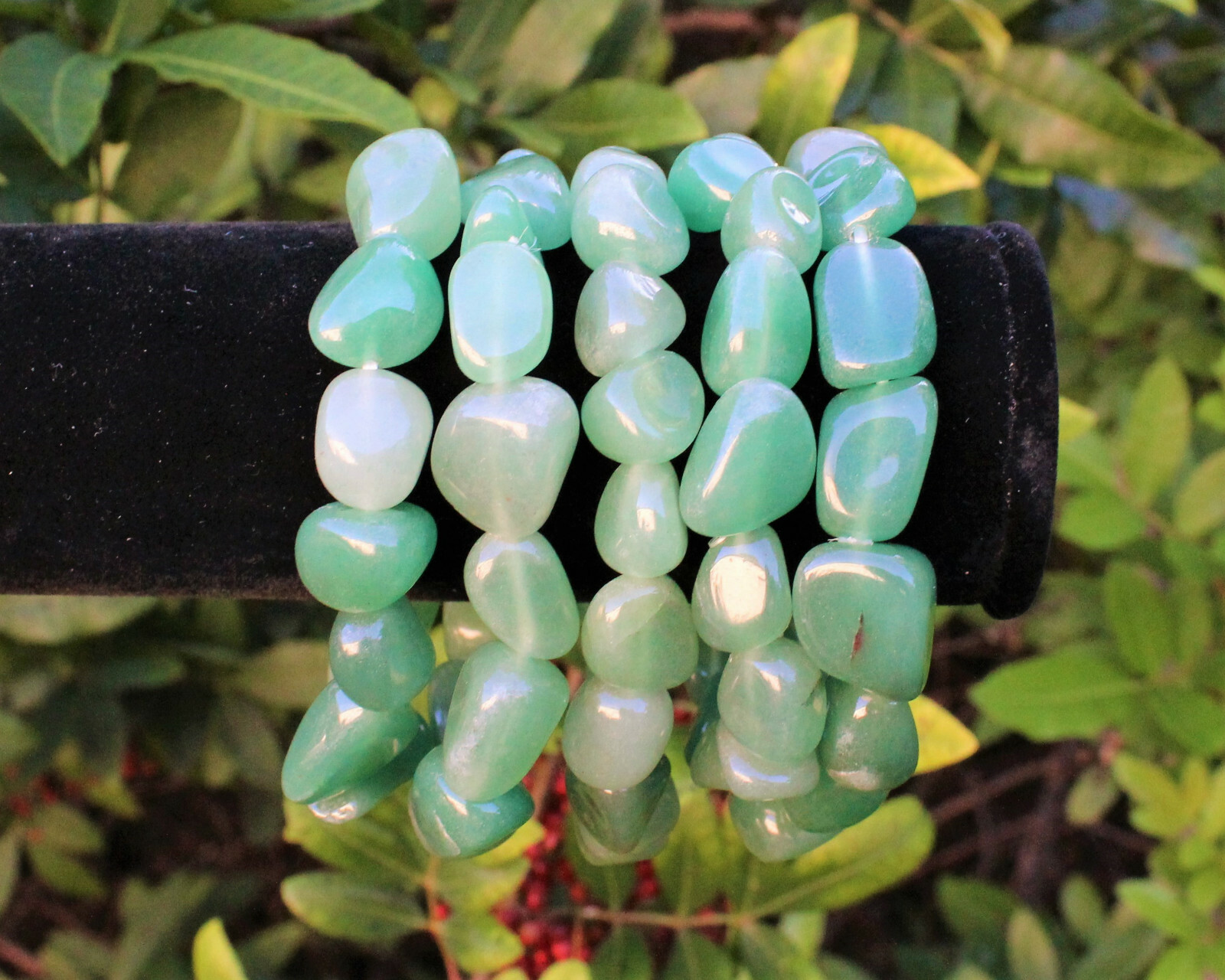 Green Aventurine Tumbled Gemstone Bracelet 6-8 mm Stones (Stretch, Nugget, Gift)