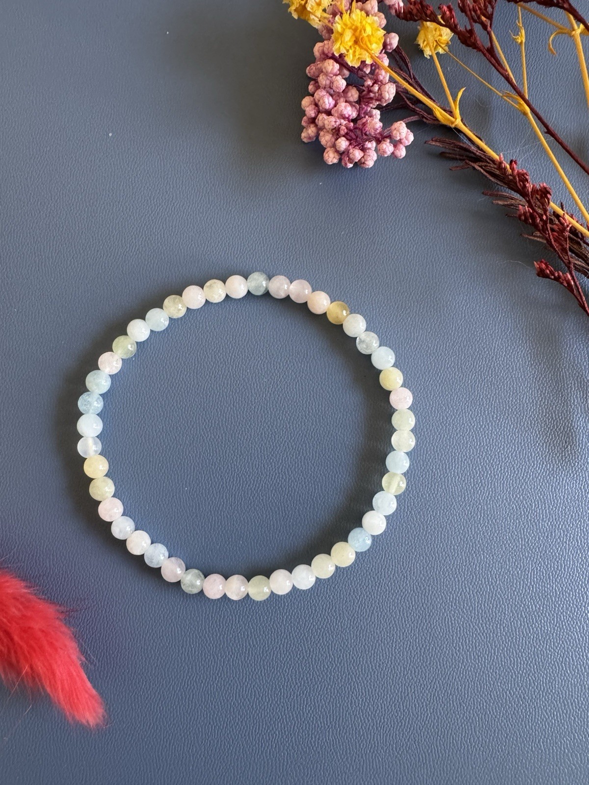 4mm 7A Natural Morganite Bracelet