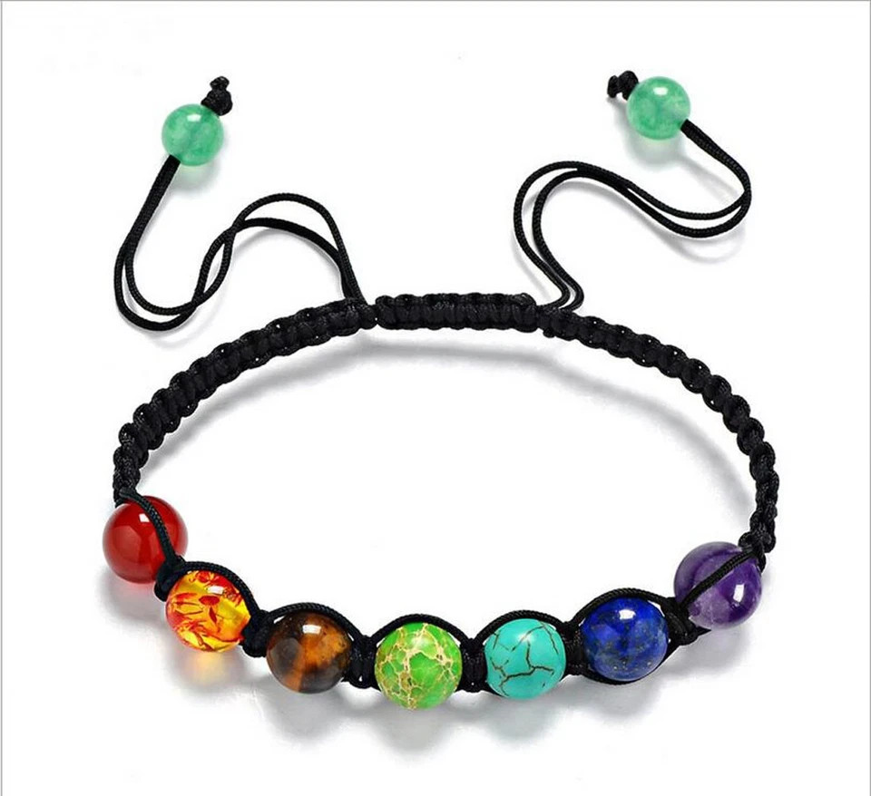 7 Chakra Healing Balance Beaded Bracelets Braided Stone Yoga Reiki Prayer Bangle