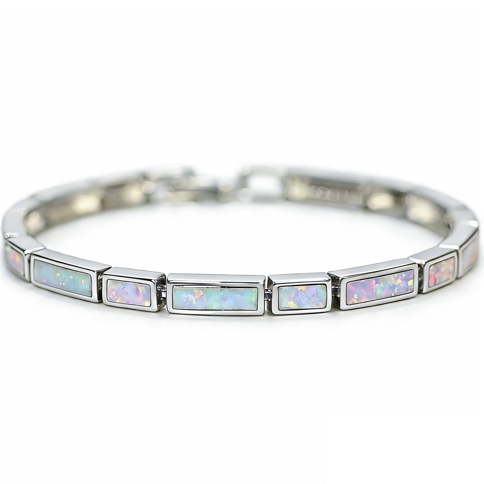 Hawaii White Opal Square Shape Bracelet Sterling Sliver Jewelry For Women Girls