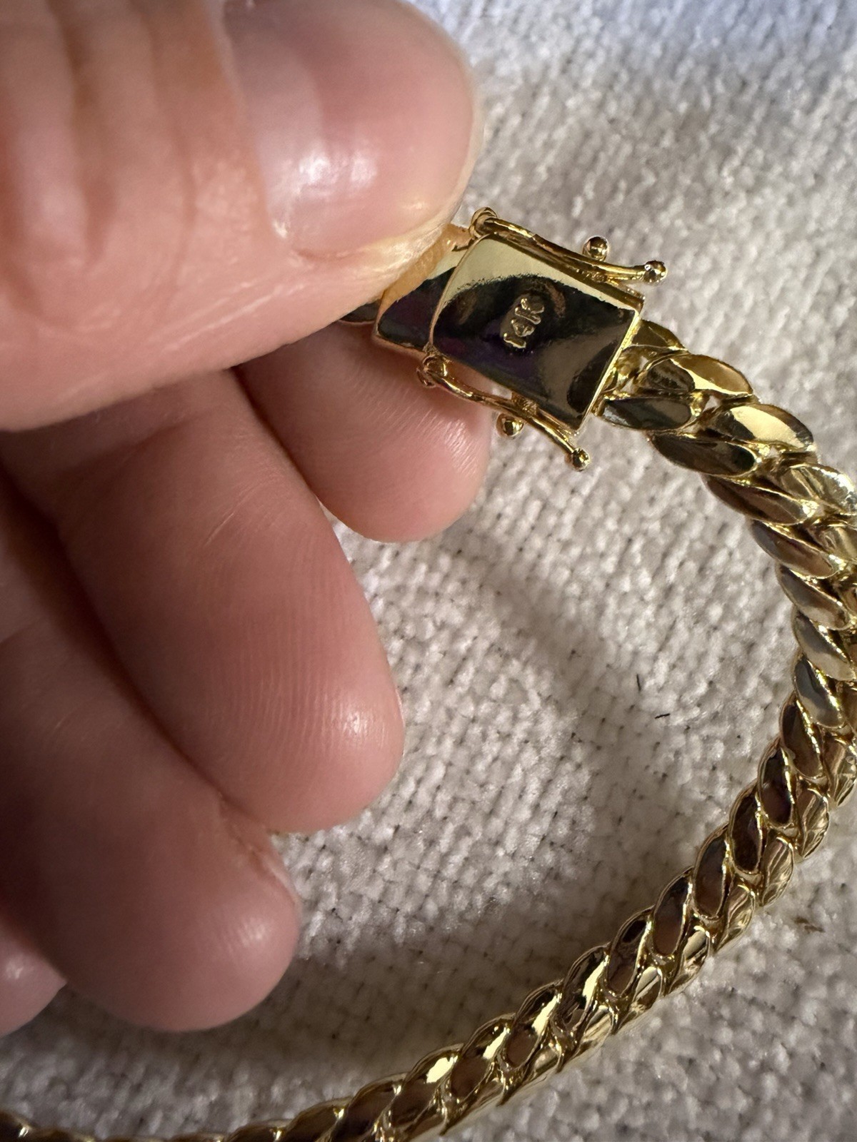 8”14k Gold Filled Miami Box Lock Cuban Chain Bracelet