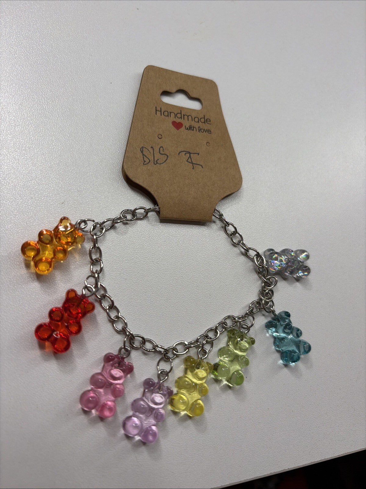 Dangly gummy Bear Multicolor Charm Bracelet Silver Chain