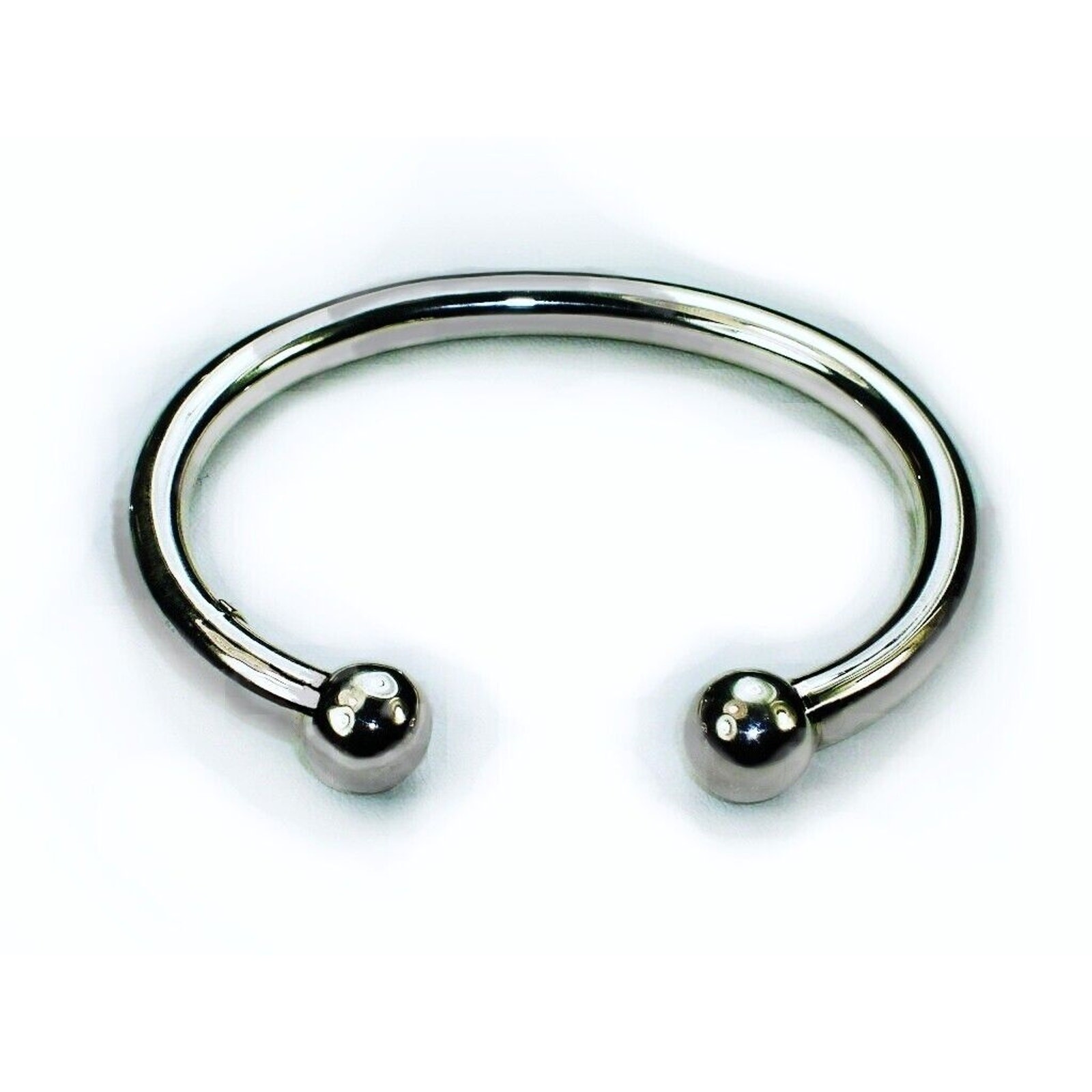 Handcrafted Silver Double Ball Open Cuff Bangle Bracelet for Small Wrists