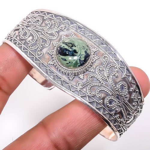 Star Galaxy Jasper 925 Sterling Silver Handmade Jewelry Cuff Adst. C7879-61