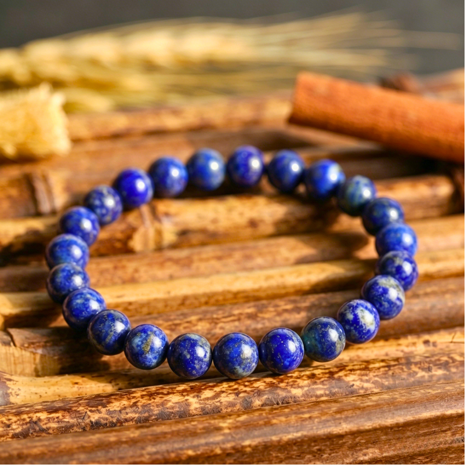 Natural Lapis Lazuli Bracelet 8mm Genuine Blue Stone Success Energy Gift for Men
