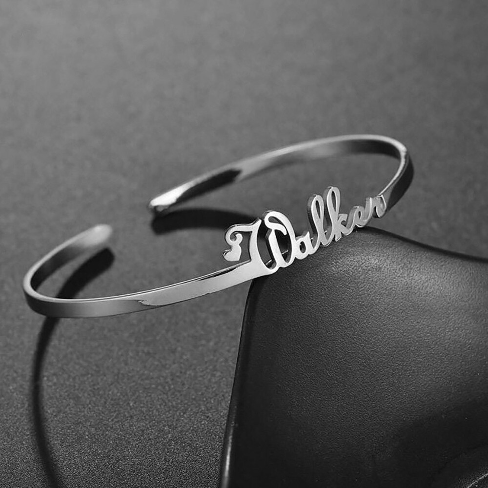 Personalized Custom Name Bracelet Adjustable Women Gift Jewelry Stainless Steel