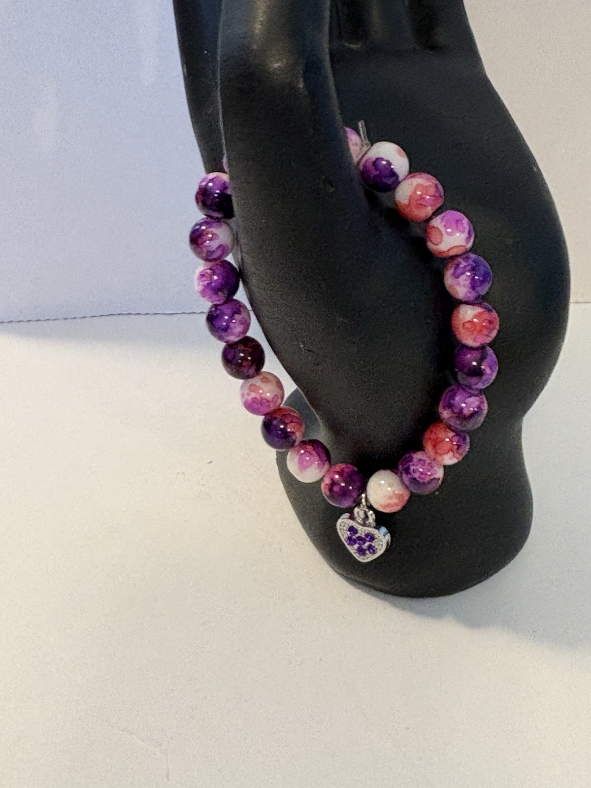 Heart Charm Bracelet Beaded Bracelet Stretch Bracelet Women Jewelry Birthday