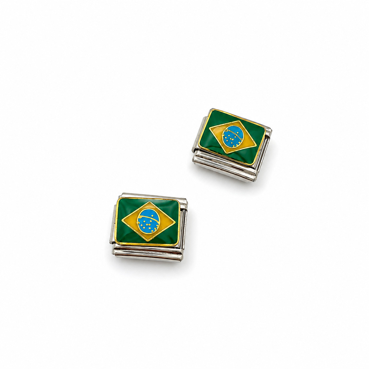 Brazil Flag Italian Charm 9mm Bracelet Link Brazilian Football Fit Nomination