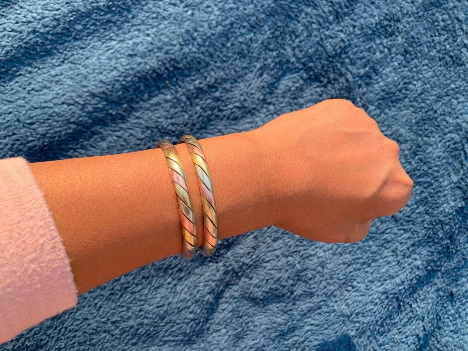 Set of 3 Nepalis TRI-METAL Twist Braided Cuff BRACELETS Handmade from NEPAL