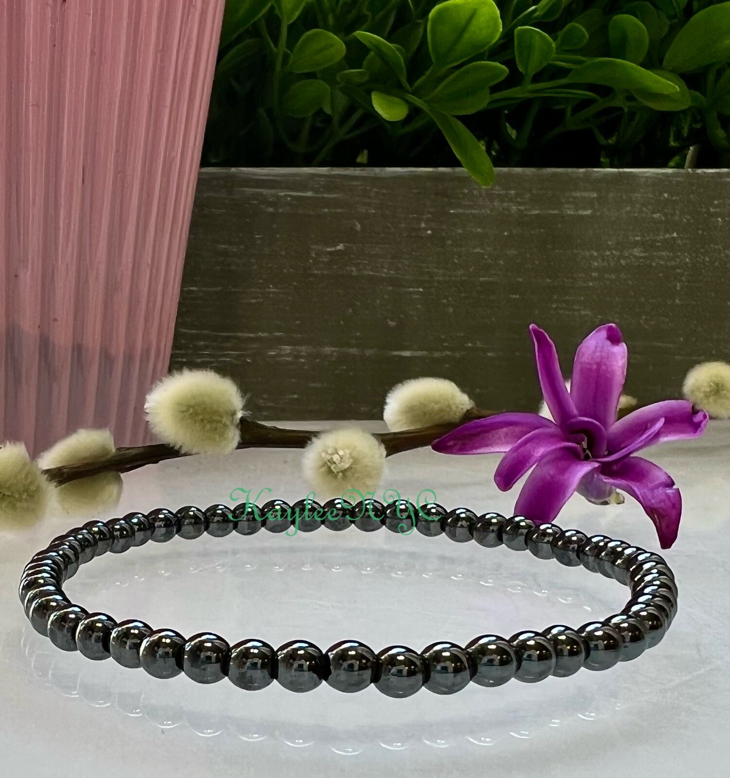 Wholesale Lot 6 Pcs Natural Hematite 4mm 7.5” Crystal Stretch Bracelet