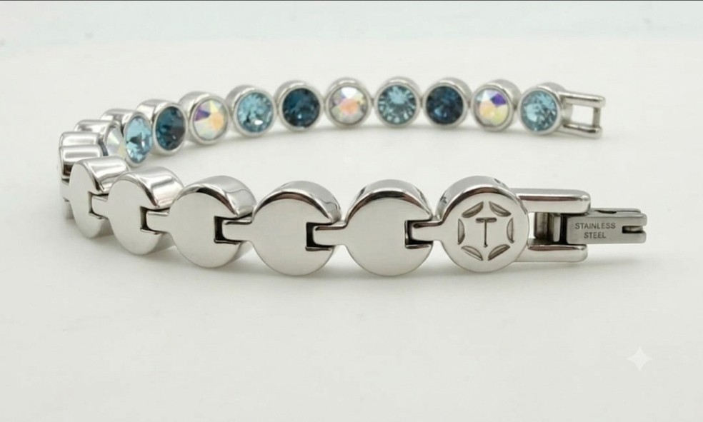 Touchstone Crystals by Swarovski SAND Ice Bracelet Topaz Rhodium Plating 7 1/4