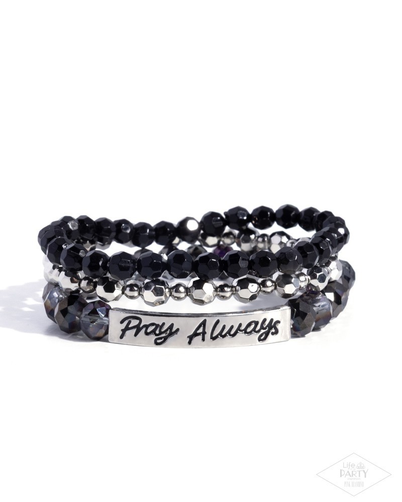 Paparazzi Pray Always – Black – Silver & Black Beads – Silver Bar Pray Always –