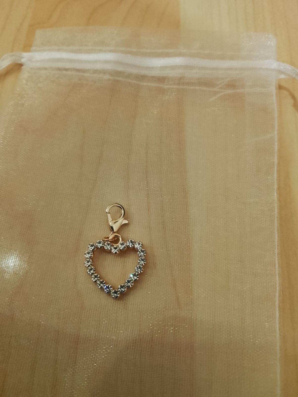 Elegant Open Heart-Shaped charm / pendant with Rhinestones