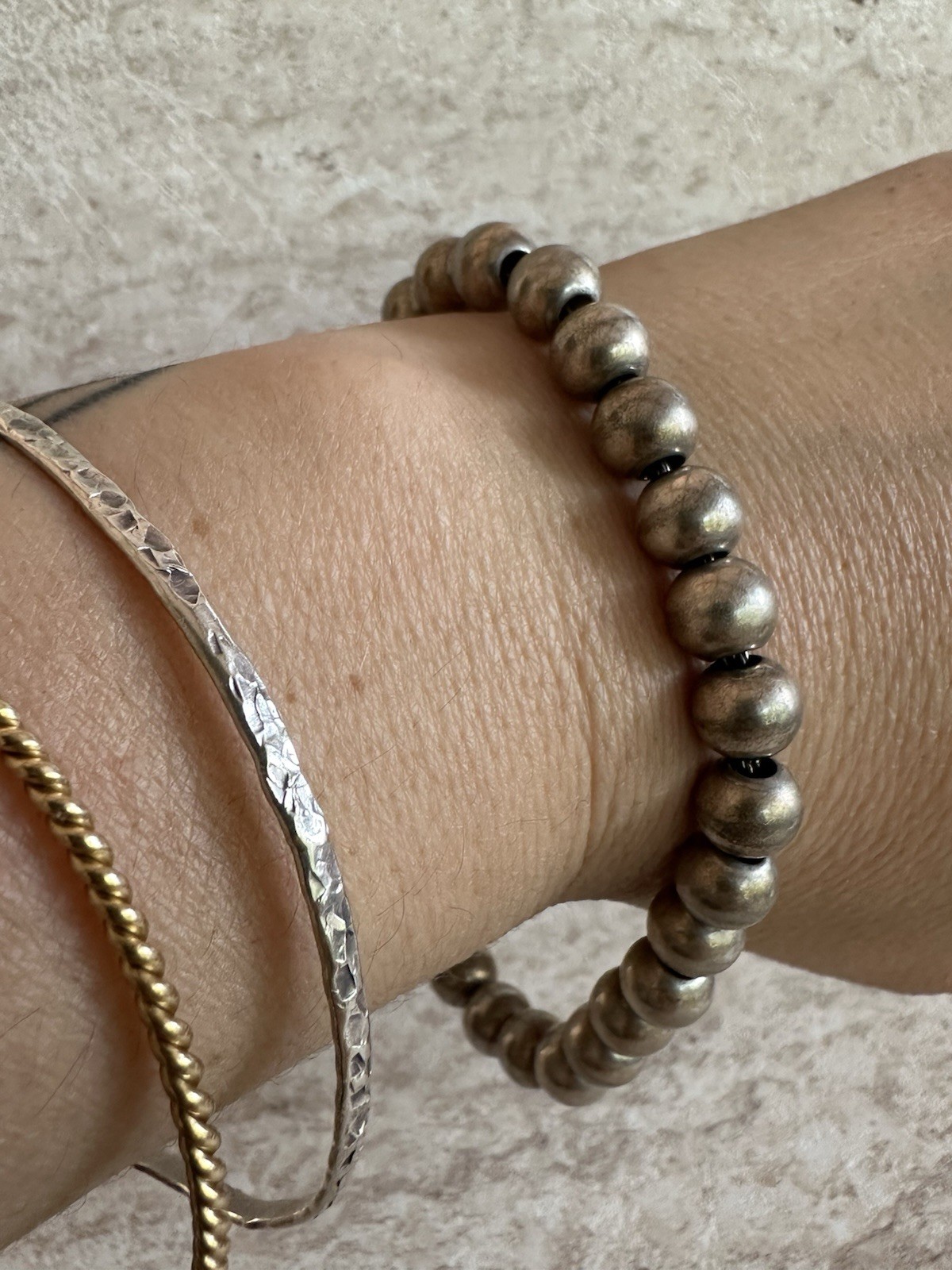 Pure 925 silver Beaded Ball Bracelet 8.5 inch Lobster Clasp