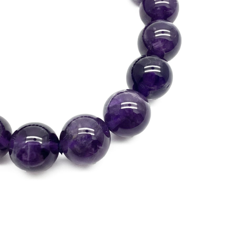 12mm Purple Bead Bracelet 18cm Stretch Round Stone Beads Elastic Unisex Jewelry