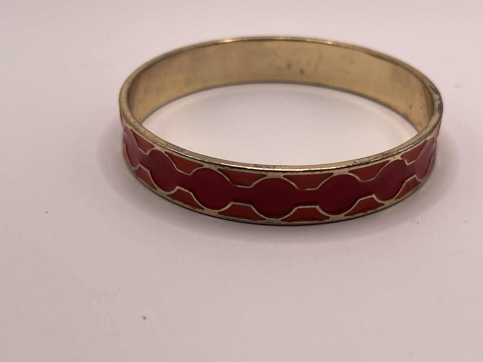 2 Orange And Gold Metal Bangle 90s Bracelets, Enameled, Vintage , Nice Condition