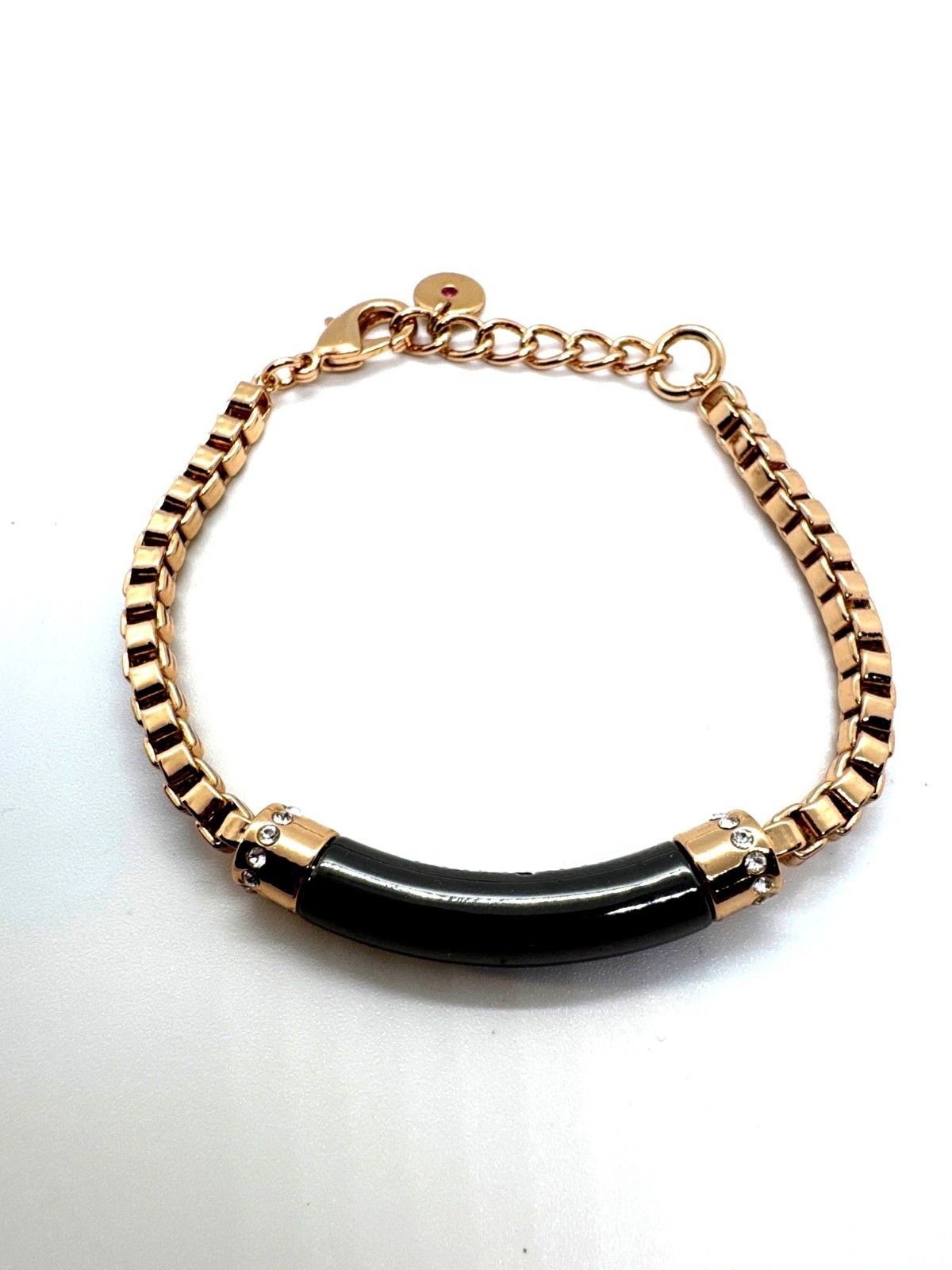 Lolaandgrace by Swarovski Rose Gold-Tone Bracelet Black Bar Crystal Accents