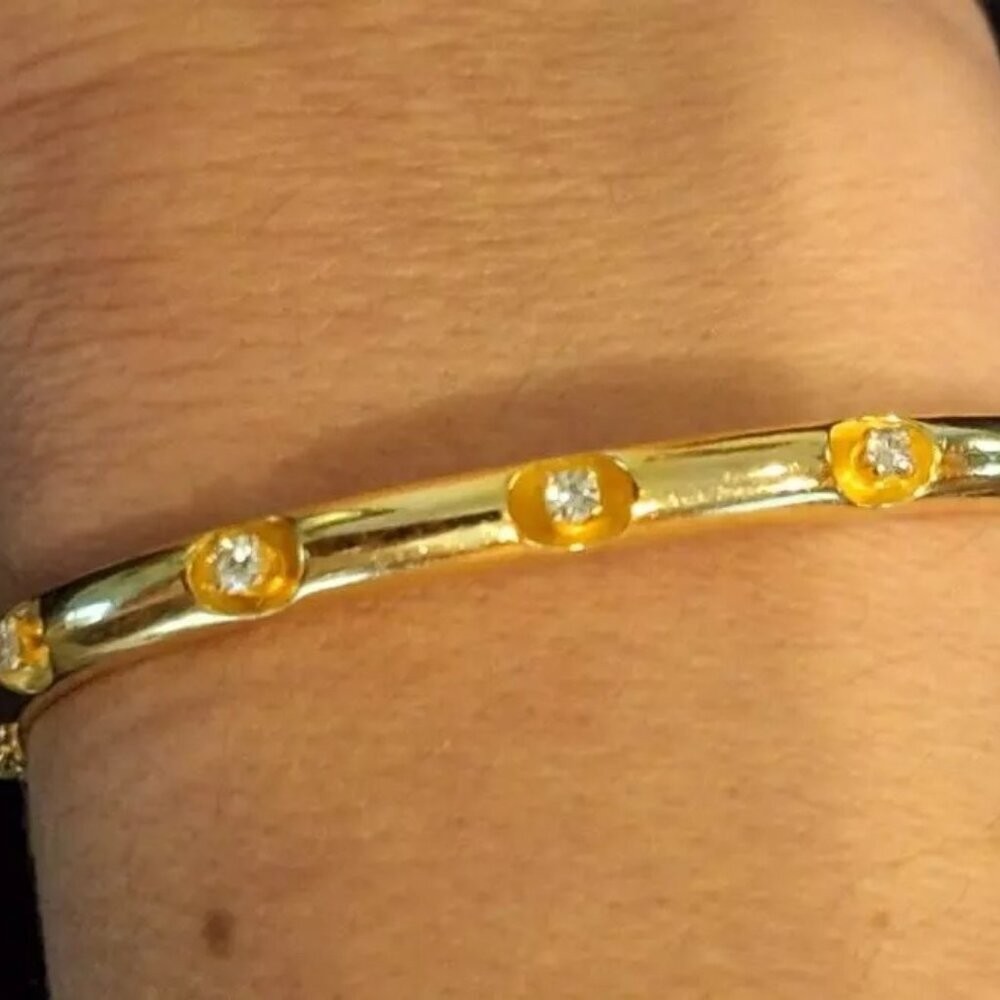 VINTAGE~14K YELLOW GOLD~DIAMOND~BANGLE BRACELET~GREAT CONDITION