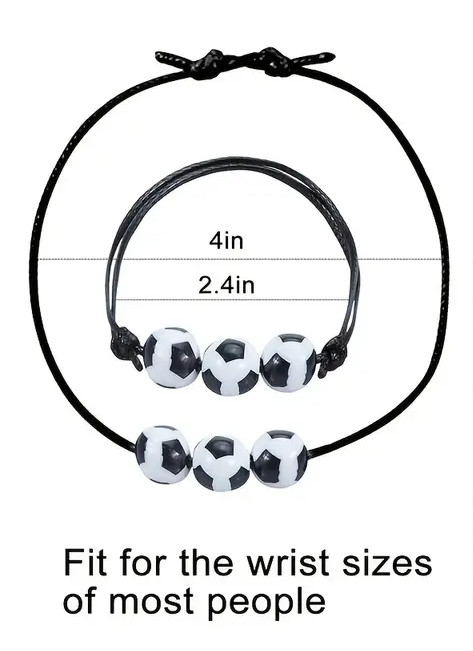 Sports Theme Adjustable Beads Balls Bracelet – New – Soccer Ball