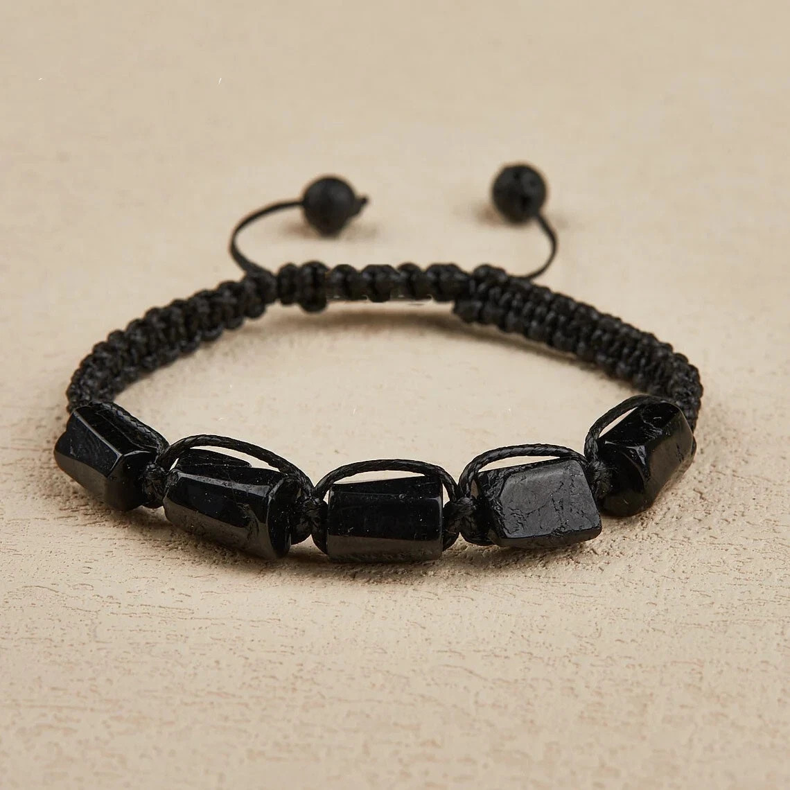 Raw Black Tourmaline Bracelet Healing Protection Strength Bracelet Handmade