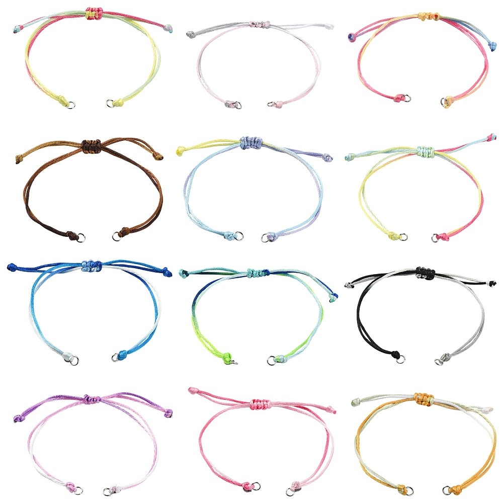 24pcs Nylon Dyed Cord Bracelet w/Jump Ring 27cm Bracelet Base for Jewelry Making