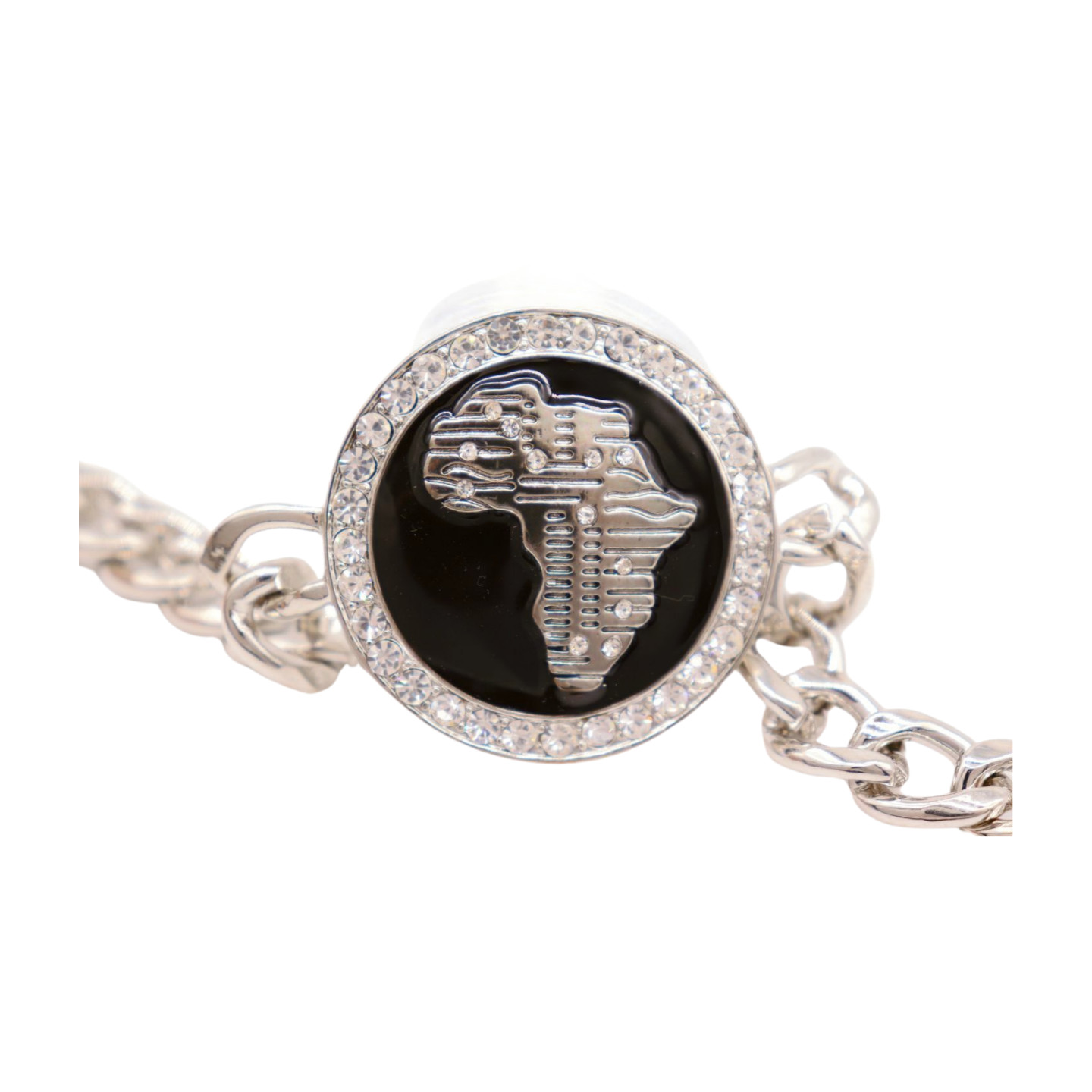 Women Fashion Jewelry Silver Metal Chain Bracelet Africa Continent Bling Charm
