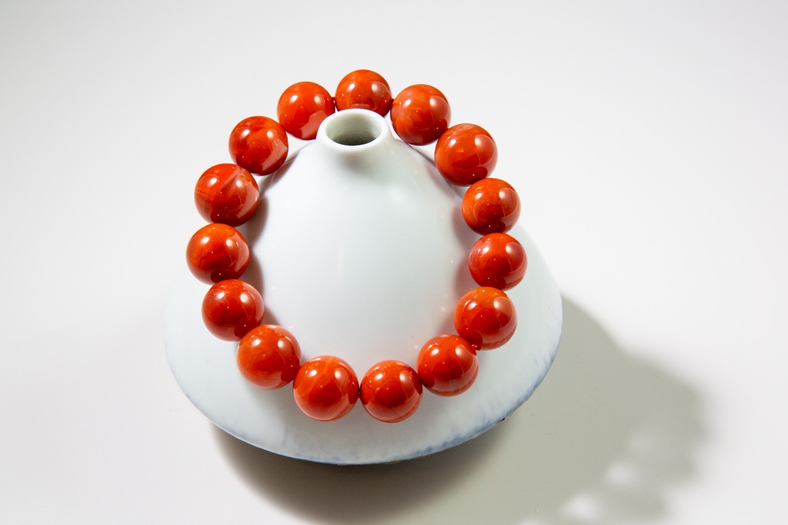 14-15mm High Grade Red Nanhong Agate Beaded Bracelet | 南红手串