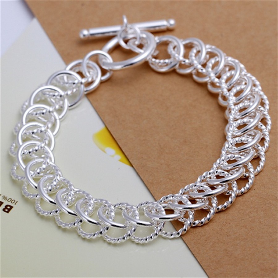 925 Sterling Silver Exquisite Solid Chain Bracelet Fashion Charm Women Men Solid