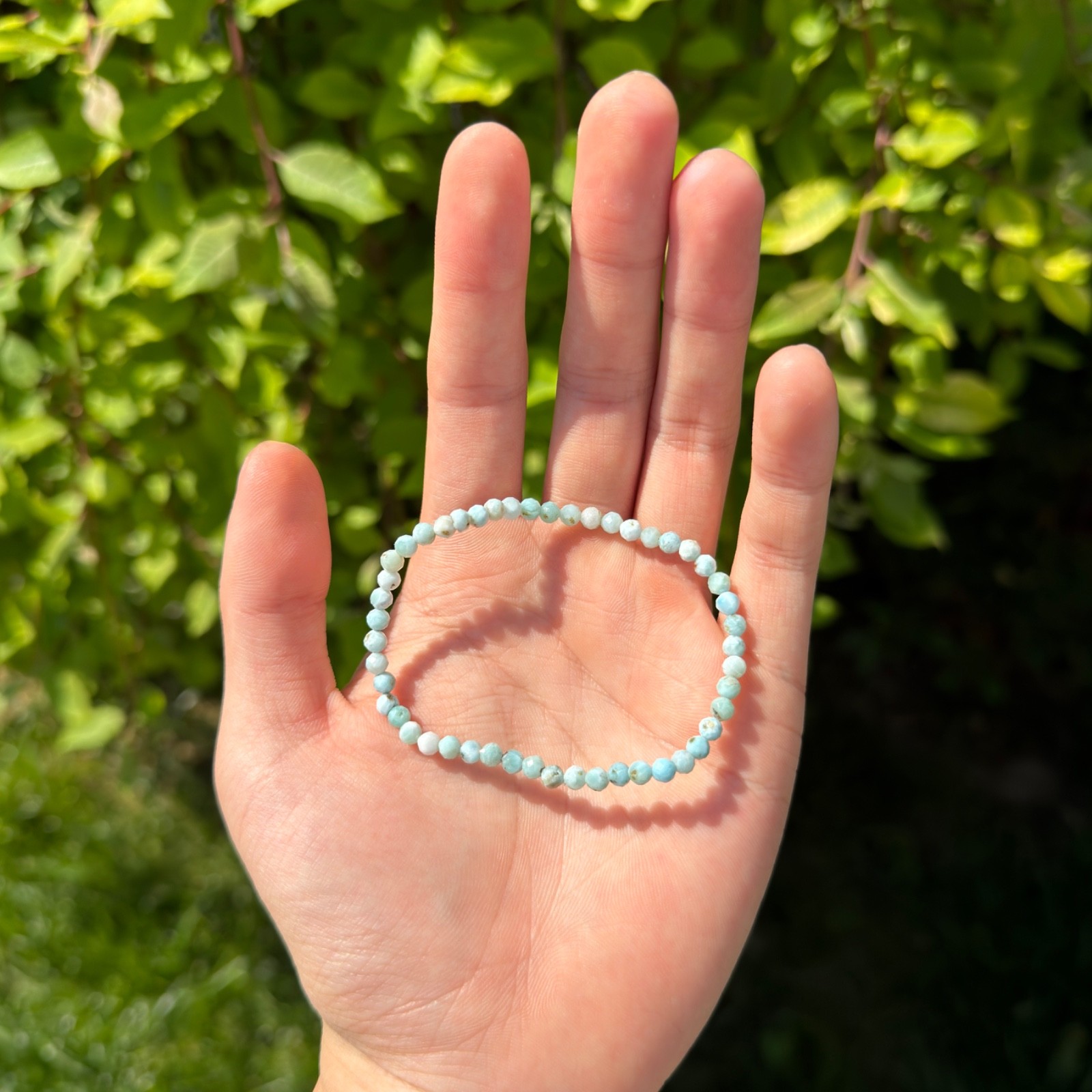 Wholesale Lot 6 Pcs Natural Larimar Faceted Stretch Bracelets – 4mm – 7.5”