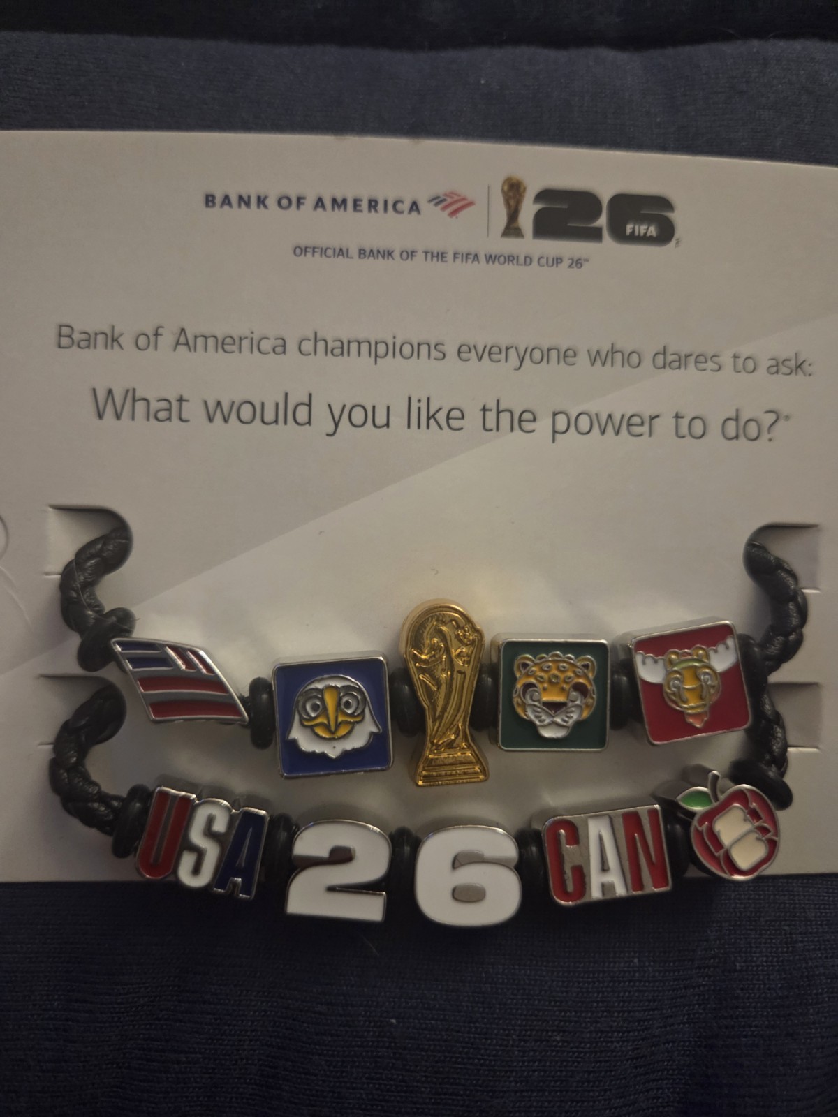 Bank of America FIFA World Cup 26 RARE Braided Charm Bracelet