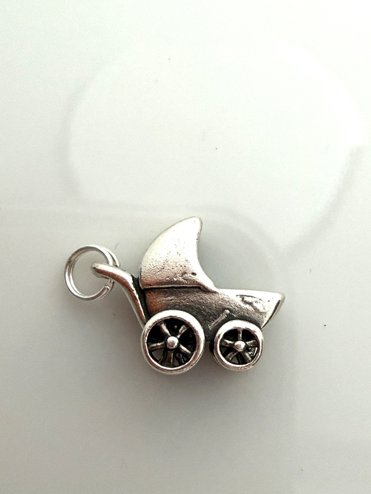 Sterling Silver Oxidized Small Baby Carriage Charm pendant 2.31 gms stamped 925