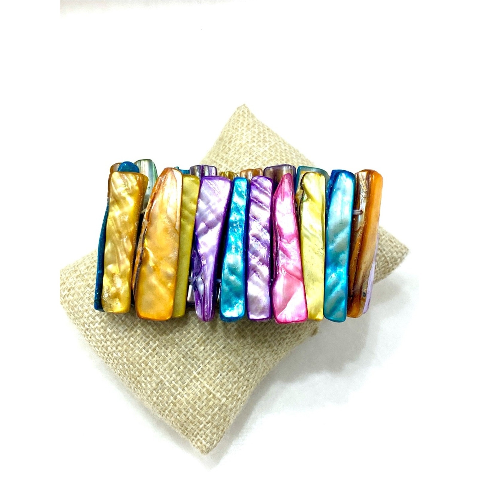 Colorful Iridescent Bar Pearl Stretch Bracelet – Women Jewelry