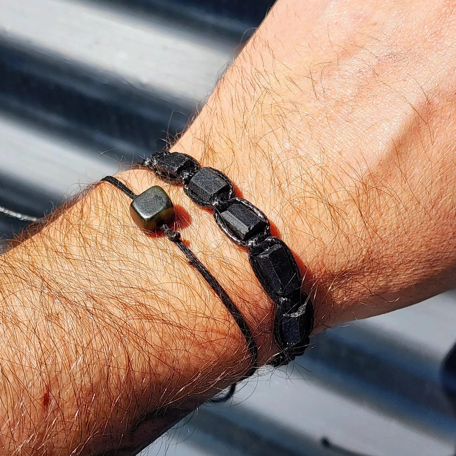Raw Black Tourmaline Bracelet Healing Protection Strength Bracelet Handmade