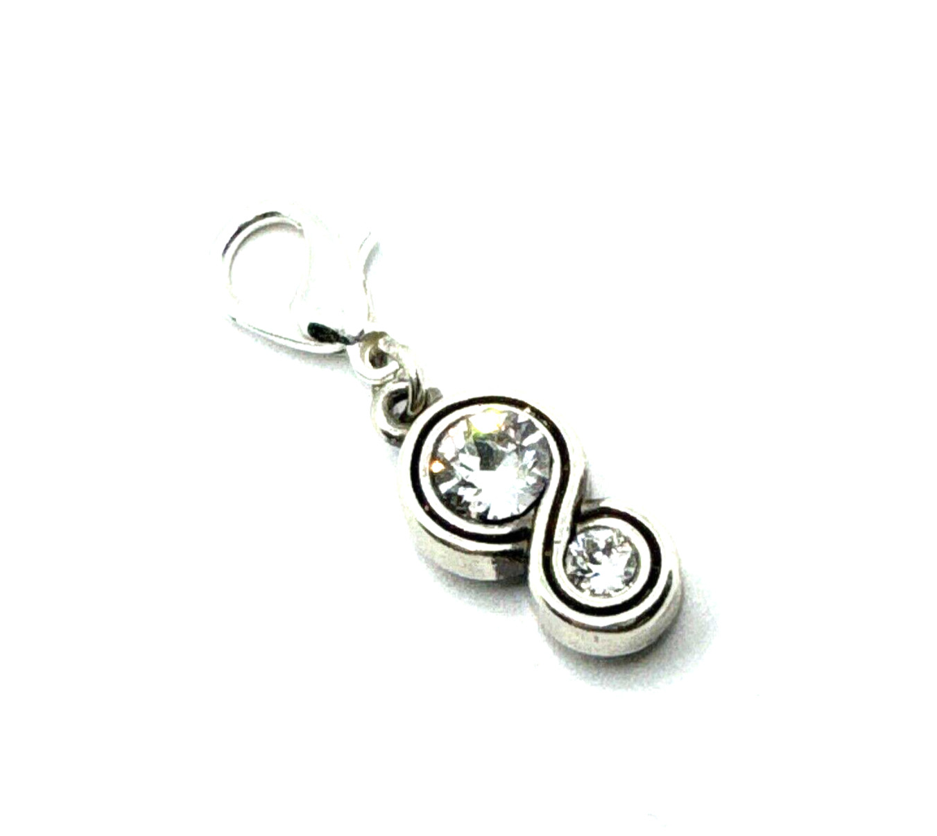Brighton Infinity Figure Eight White Colorless Crystal Silver Custom Clip Charm