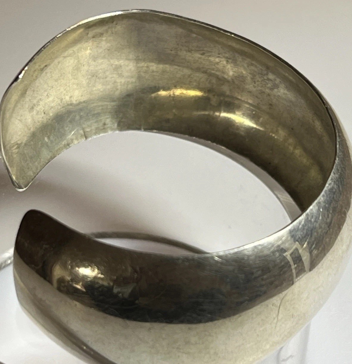 Sterling Silver Wide Domed Cuff Bracelet Stamped 925 6” Inner Malleable Used